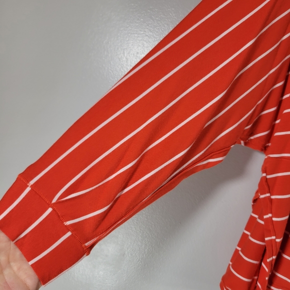 WE THE FREE Can't Fool Me red orange striped versatile tie front pull-over top - Picture 7 of 12